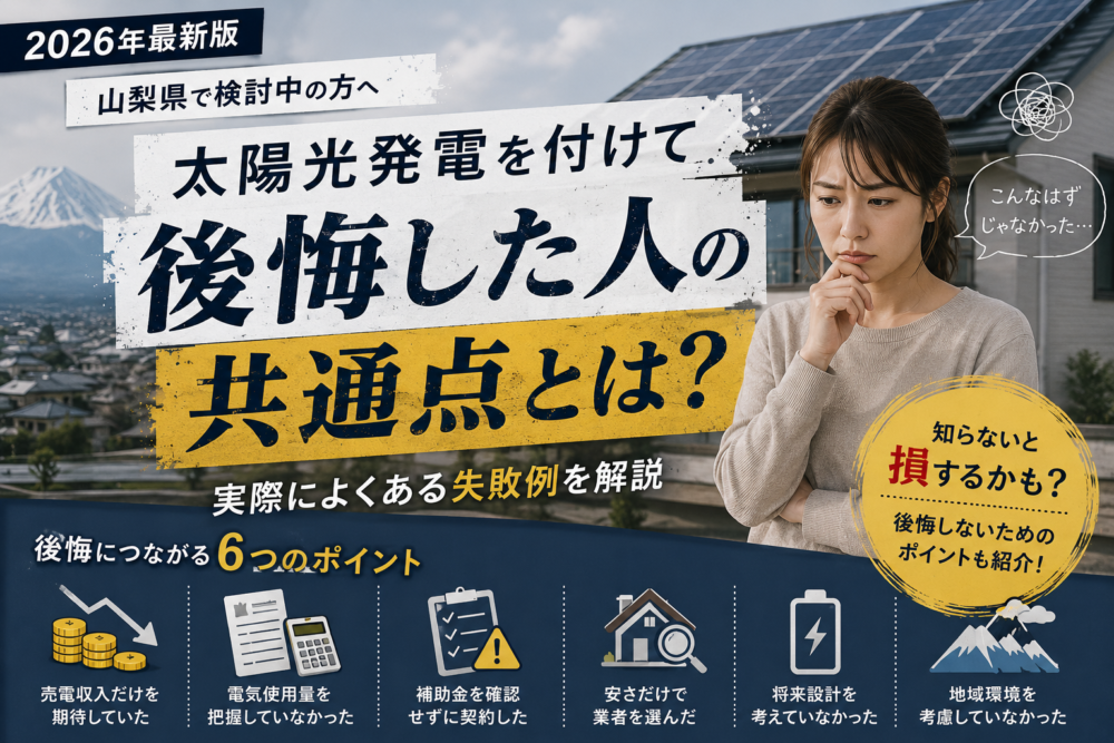 【2026年最新版】山梨県で太陽光発電を付けて後悔した人の共通点とは？実際によくある失敗例を解説