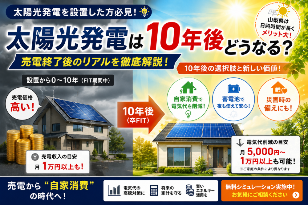【2026年版】太陽光発電は10年後どうなる？売電終了後のリアルと今後の活用方法を徹底解説