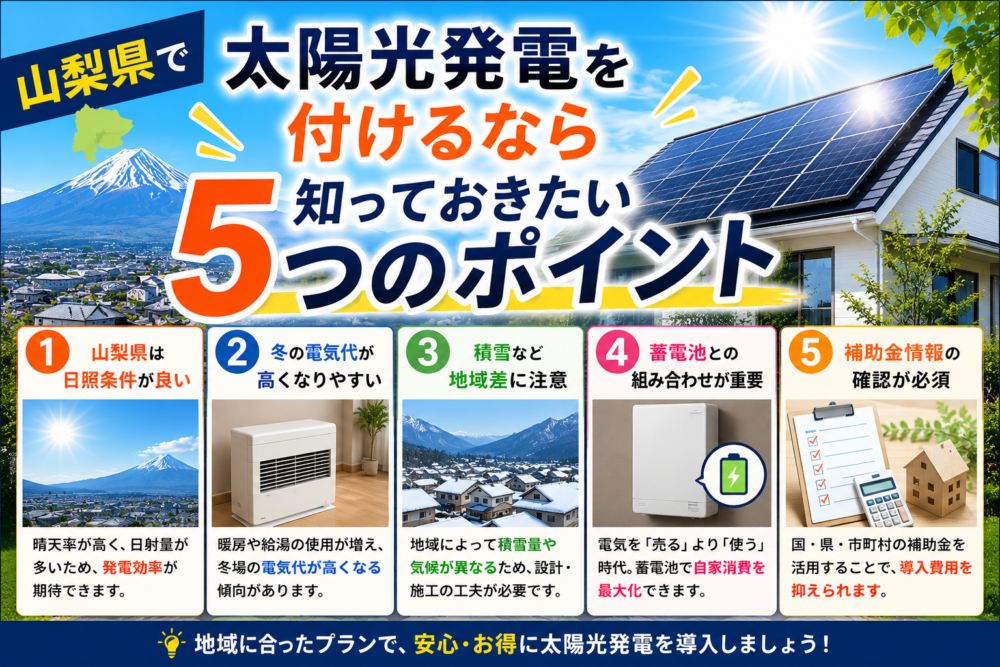 【2026年最新版】山梨県で太陽光発電を付けるなら知っておきたい5つのポイント