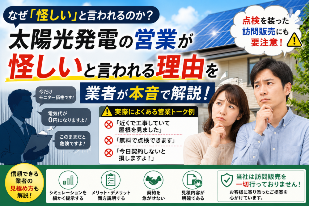 【業者が本音で解説】太陽光発電の営業が「怪しい」と言われる理由とは？