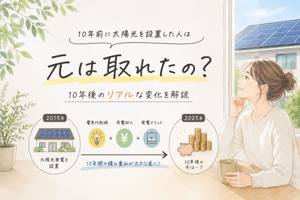 【2026年最新版】太陽光発電を付けた人は10年後どうなった？実際の変化を業者が解説