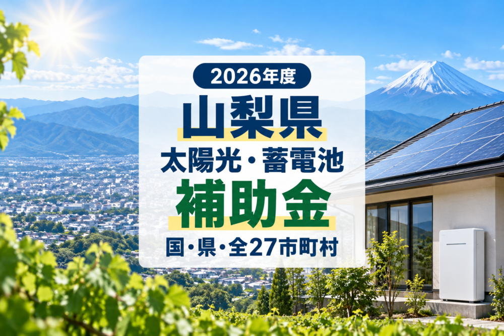 【2026年度】山梨県の太陽光・蓄電池補助金一覧｜国・県・全27市町村の申請期限