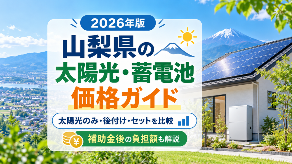 【2026年】山梨県の太陽光・蓄電池はいくら？単体・セットの工事費込み価格と補助金後の負担額